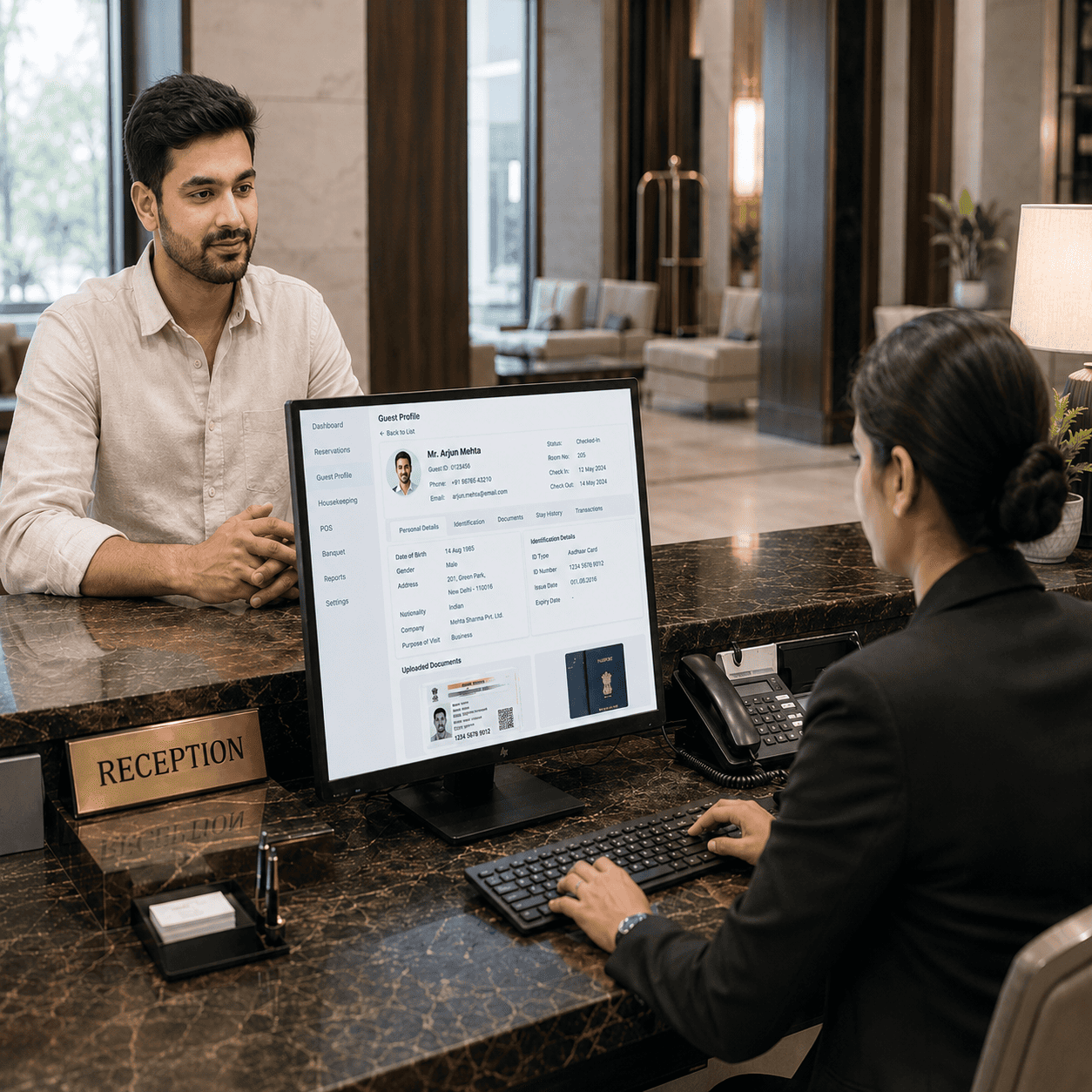 Resort guest portfolio and traveller details dashboard